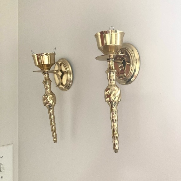 Brass wall sconces set of 2 - Picture 1 of 8